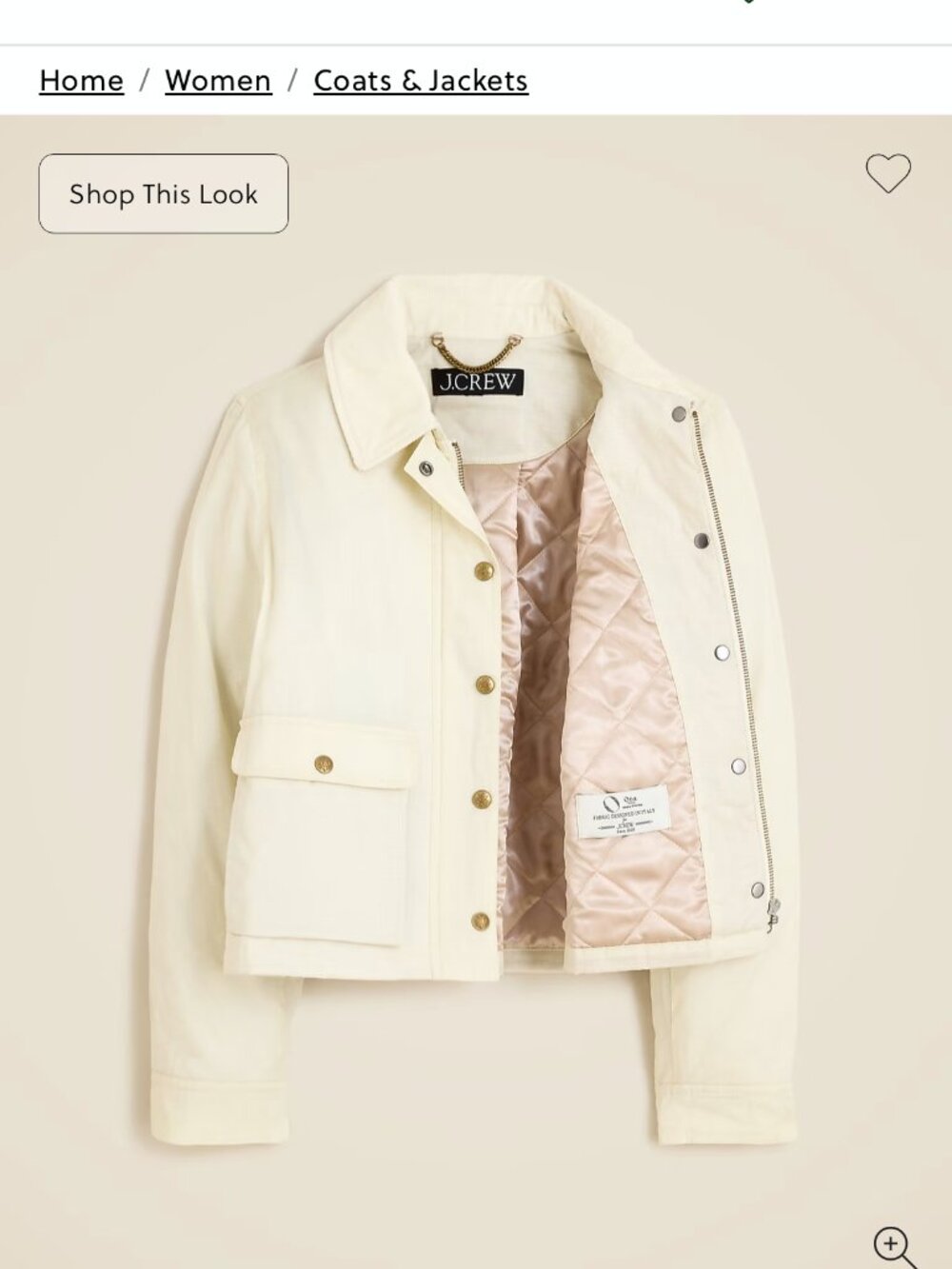 J. Crew_Cropped Barn Jacket™ in ripstop cotton Ivory Utility Coat- Size M (NWT) - Picture 4 of 8